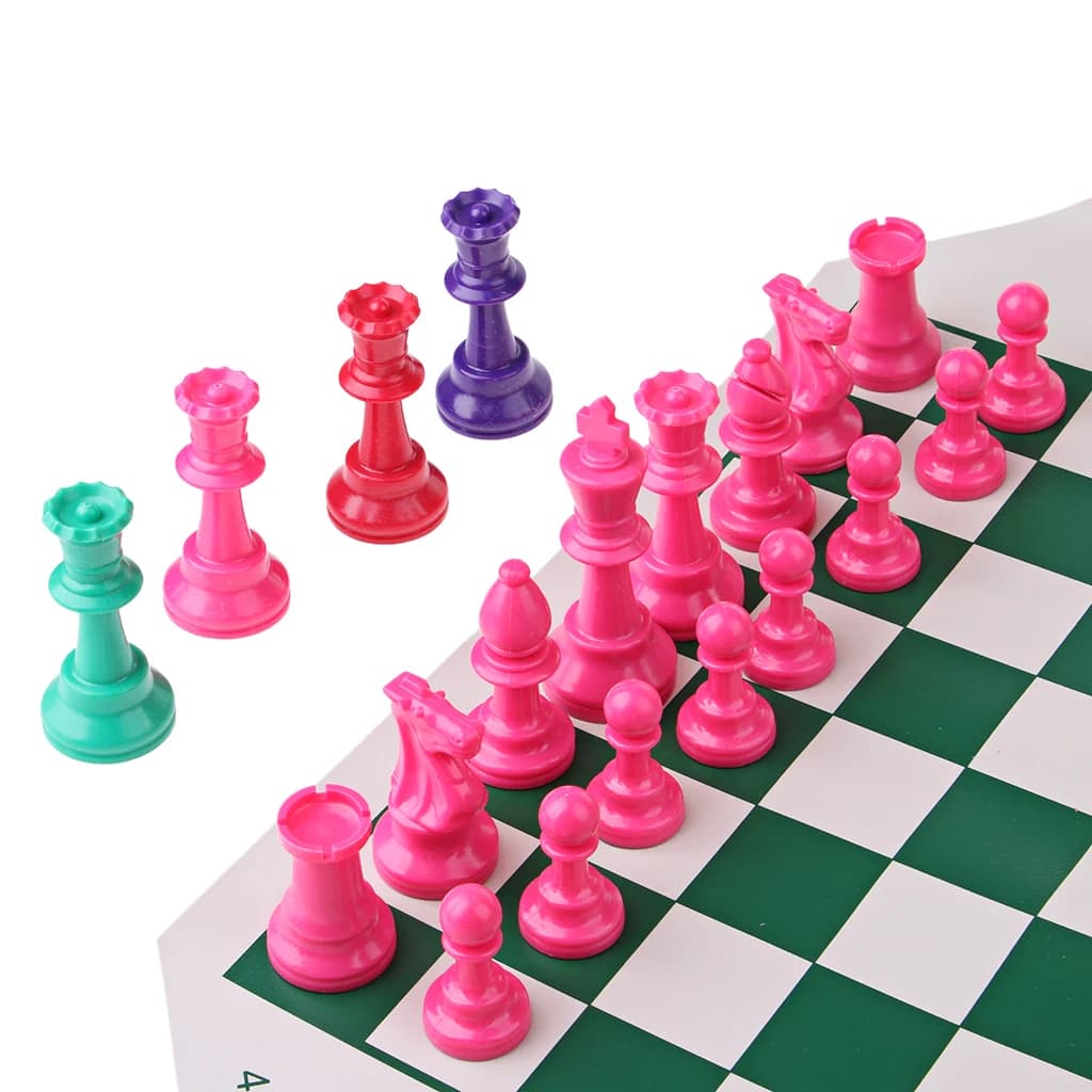 Set di Scacchi Internazionali da Viaggio per Quattro Giocatori, Scacchiera in Plastica Resistente, Gioco di Scacchi Professionale per Bambini e Adulti