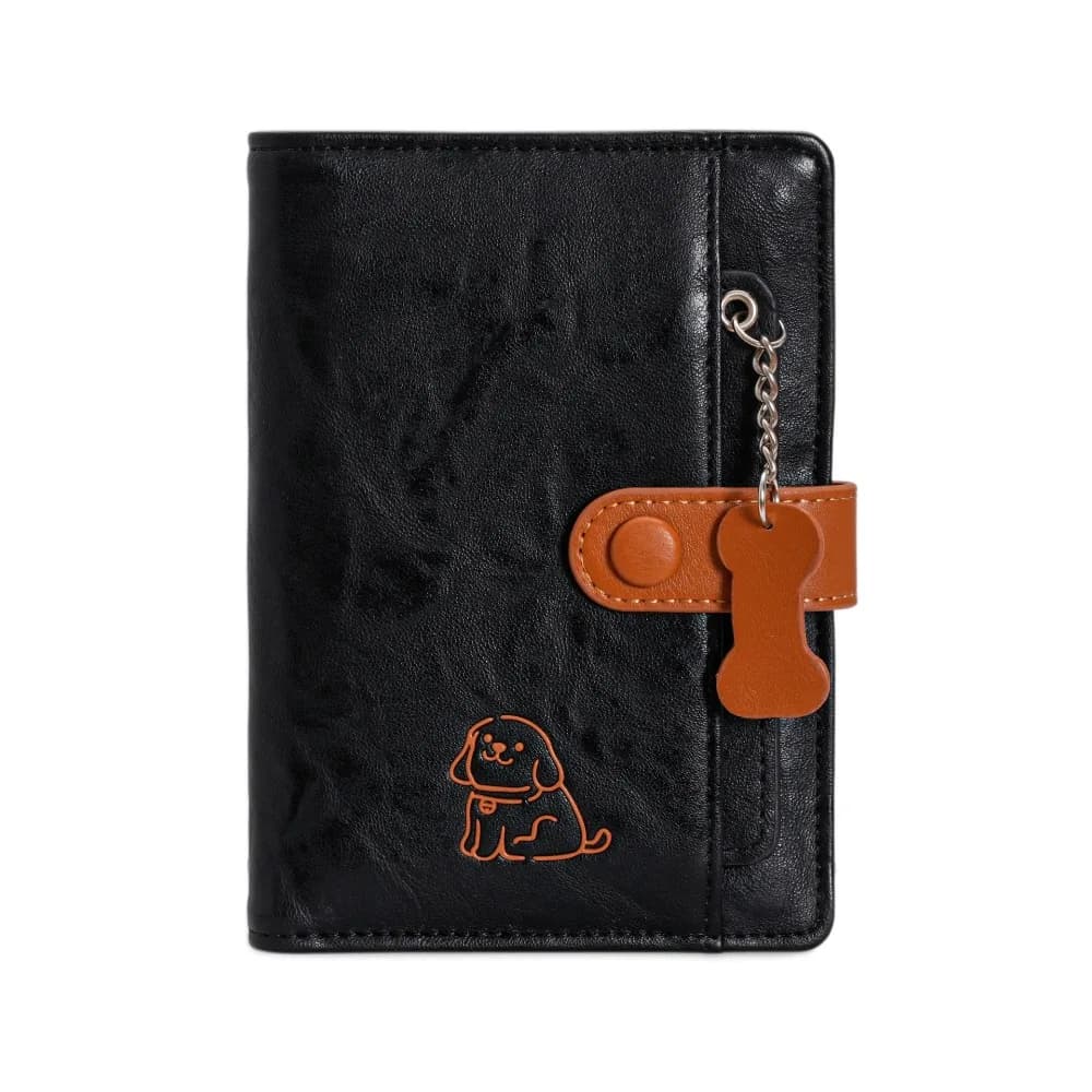 Card Holder PU Passport Bag Cute Puppy Passport Cover Passport Clip Purse Ticket Holder Card Storage Bag Travel Accessories