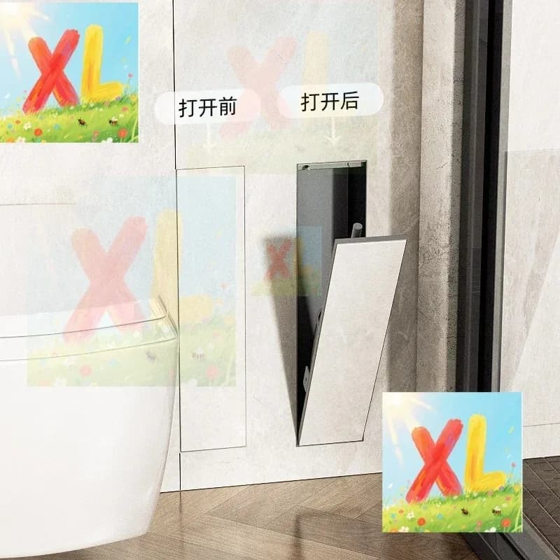 Portascopino da Toilette a Incasso in Acciaio Inossidabile, Nicchia a Muro Nascosta per Bagno con Scopino, Dimensioni Personalizzabili
