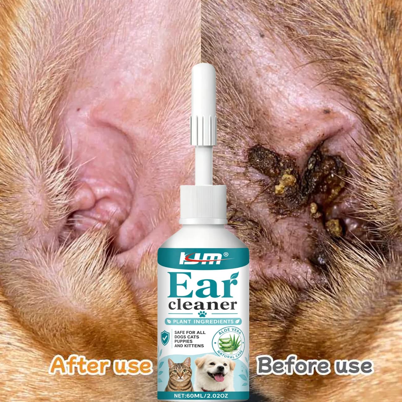 Natural Plant Pet Ear Cleaner For Dogs&Cats Remove Earwax Mites Eliminate Odor Relieve Itching Non-Irritating Ear Wash Liquid