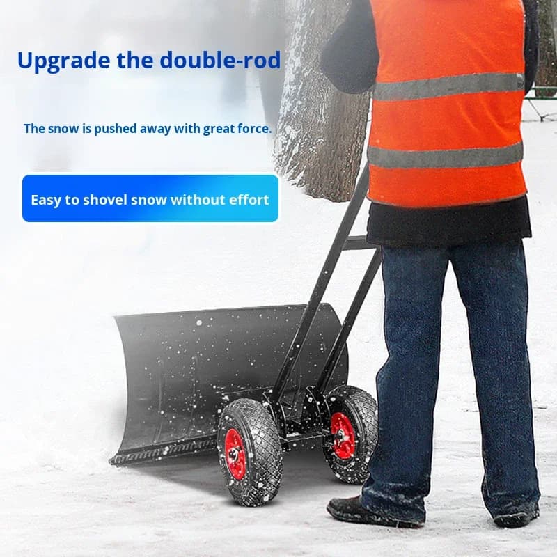 Strumento industriale per spingere la neve in ferro a 2 ruote di grandi dimensioni, tavola ausiliaria per la rimozione della neve a doppia asta, stile SK extra-large, ecologico