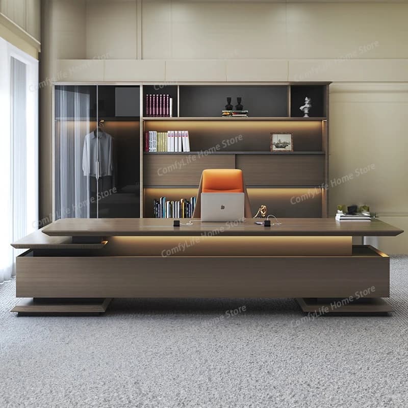 Light Luxury Boss Table Designer High Quality Modern Monitor Stand Conference Office Desk Work Storage Bureau Home Furniture