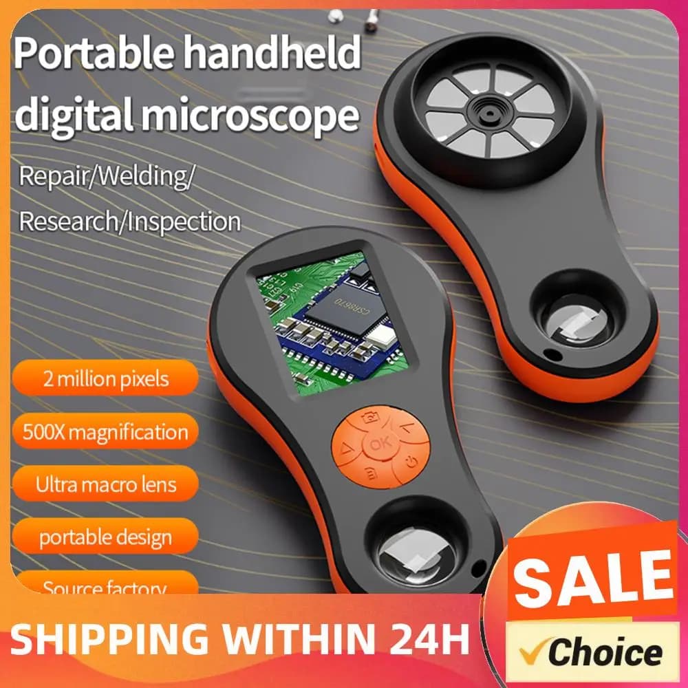 Microscopio Digitale Portatile con Schermo IPS a Colori da 2.0 Pollici e Luce, Microscopio Tascabile per Studenti