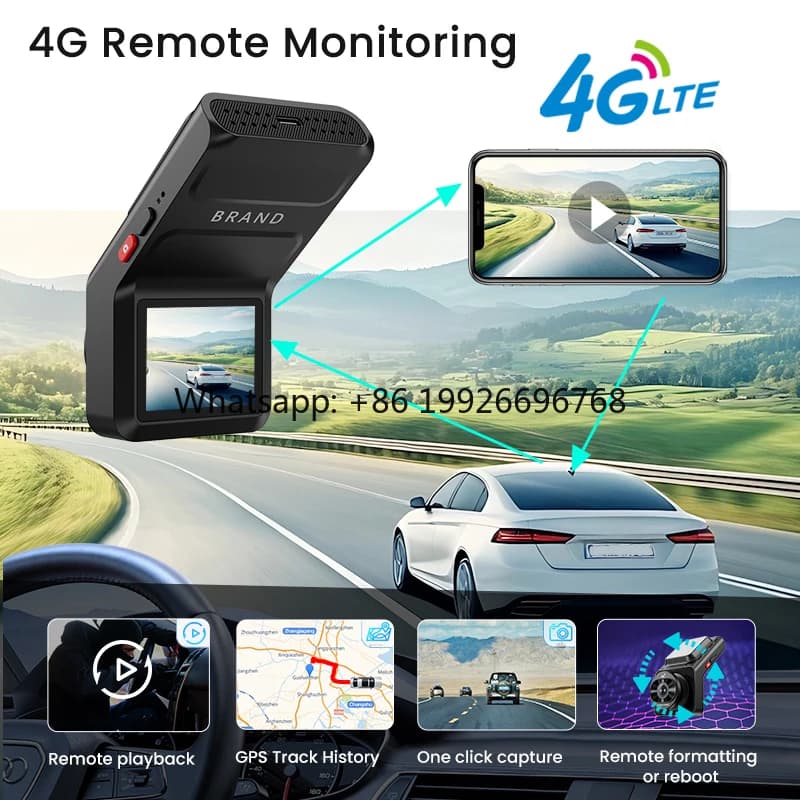 Dash Cam Auto 4K con 2 Telecamere, GPS, 4G, WiFi, Monitoraggio Anteriore e Posteriore 4K+1K, Visione Notturna, Scatola Nera con Visualizzazione in Tempo Reale su APP