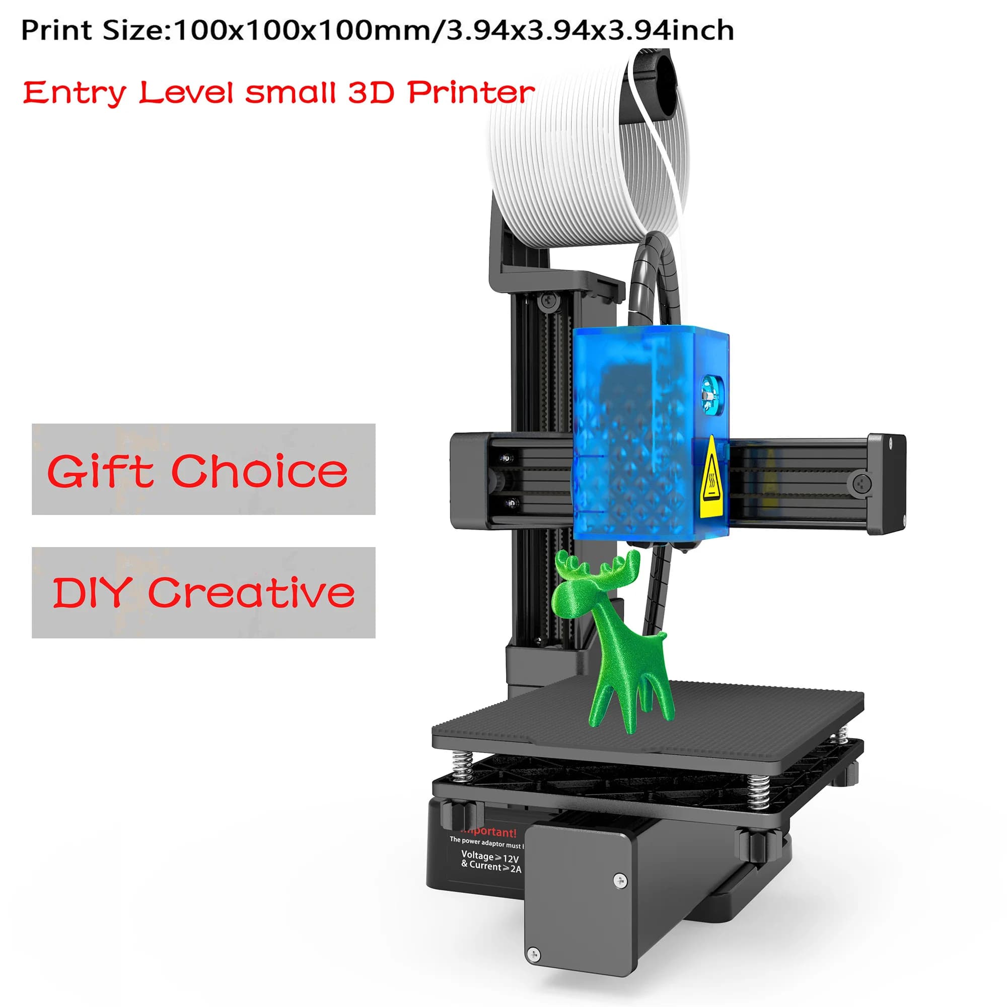 EasyThreed K10T 3D Printer for Beginners, Base Level, Only for Fun, Excellent Gift Idea, Compatible with PLA and 1,75mm TPU Filaments