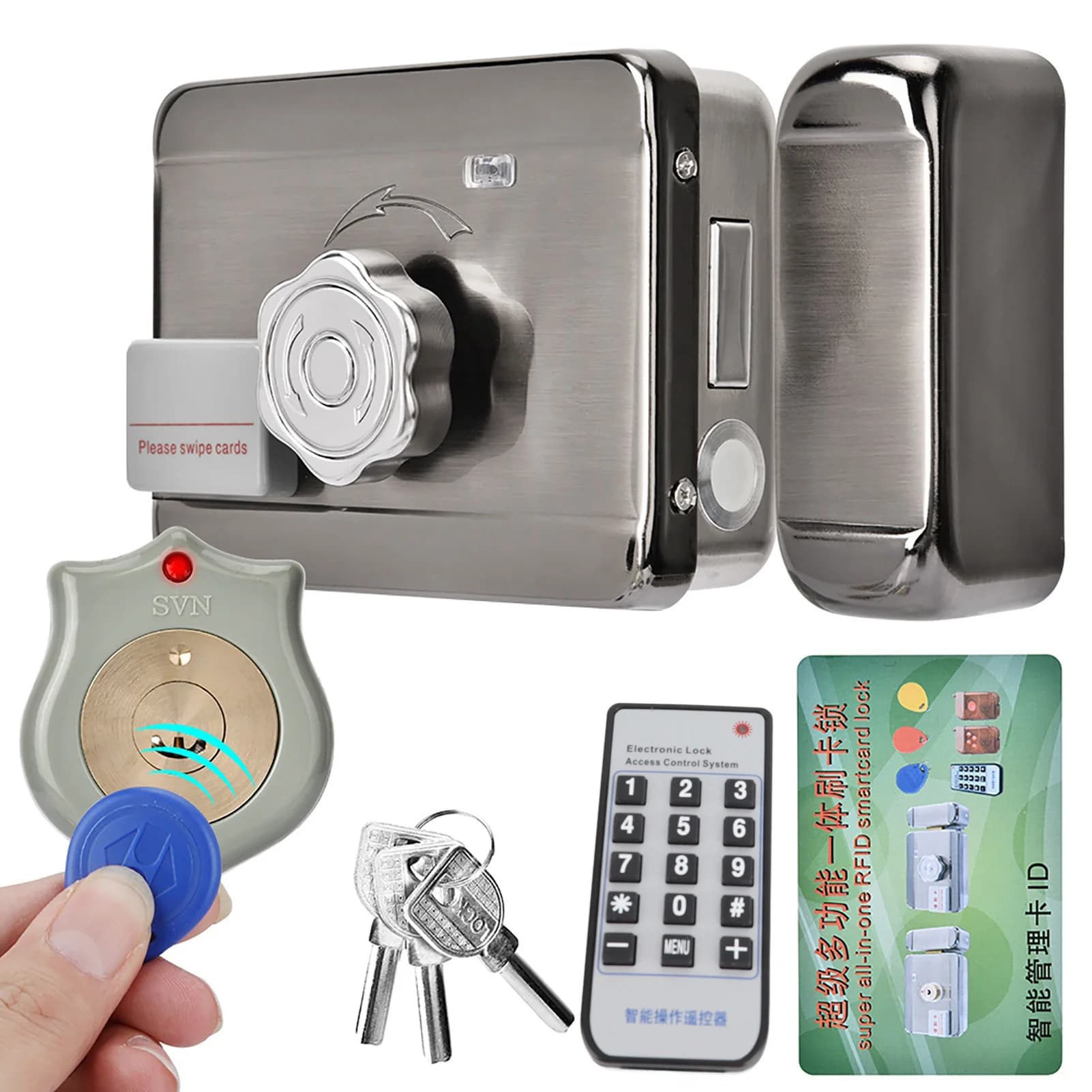 Accesso elettronico alla porta Sistema di controllo remoto intelligente ID serratura intelligente per porta Serratura a testa singola 12V in lega di zinco