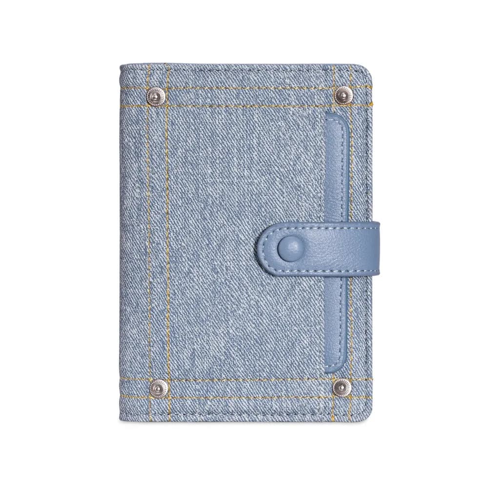 Porta Carte in PU, Borsa per Passaporto, Custodia per Passaporto, Porta Biglietti, Portafoglio da Viaggio, Porta Carte Multifunzione, Clip per Passaporto in Denim da Donna