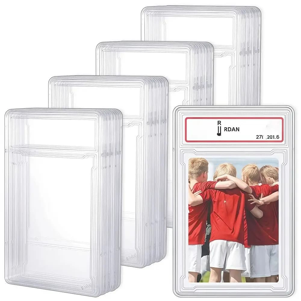 Protezione per carte collezionabili con chiusura a scatto, porta carte classificate rimovibile, custodia in plastica resistente, lastra per carte di valutazione