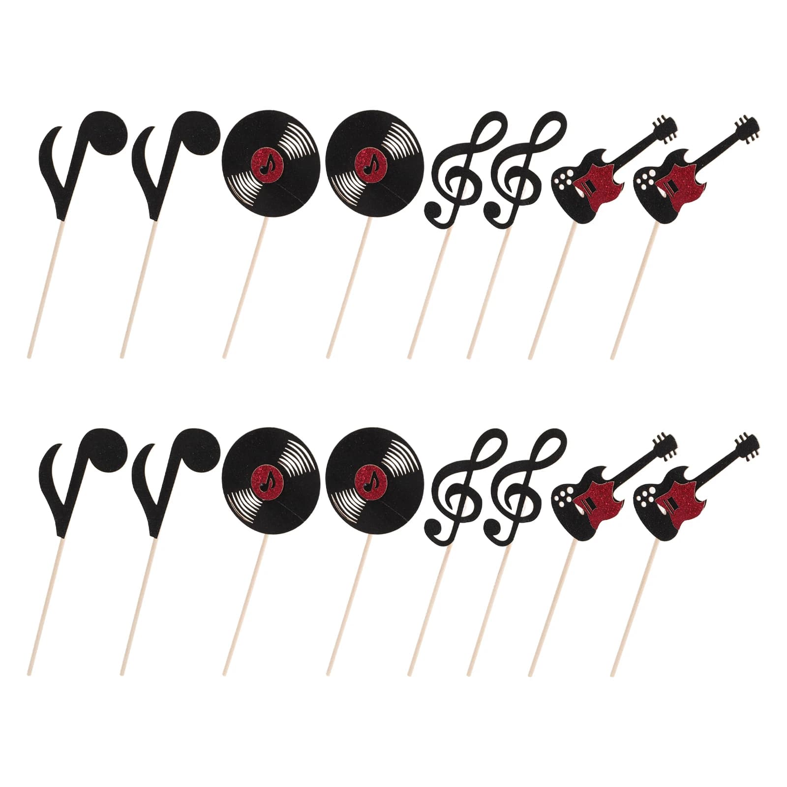 24 Pezzi Decorazioni per Feste Musicali, Topper per Torte, Note Musicali, Chitarra, Dischi in Vinile, Decorazioni per Cupcake, Tema Rock, Tavolo Dessert, Concerto