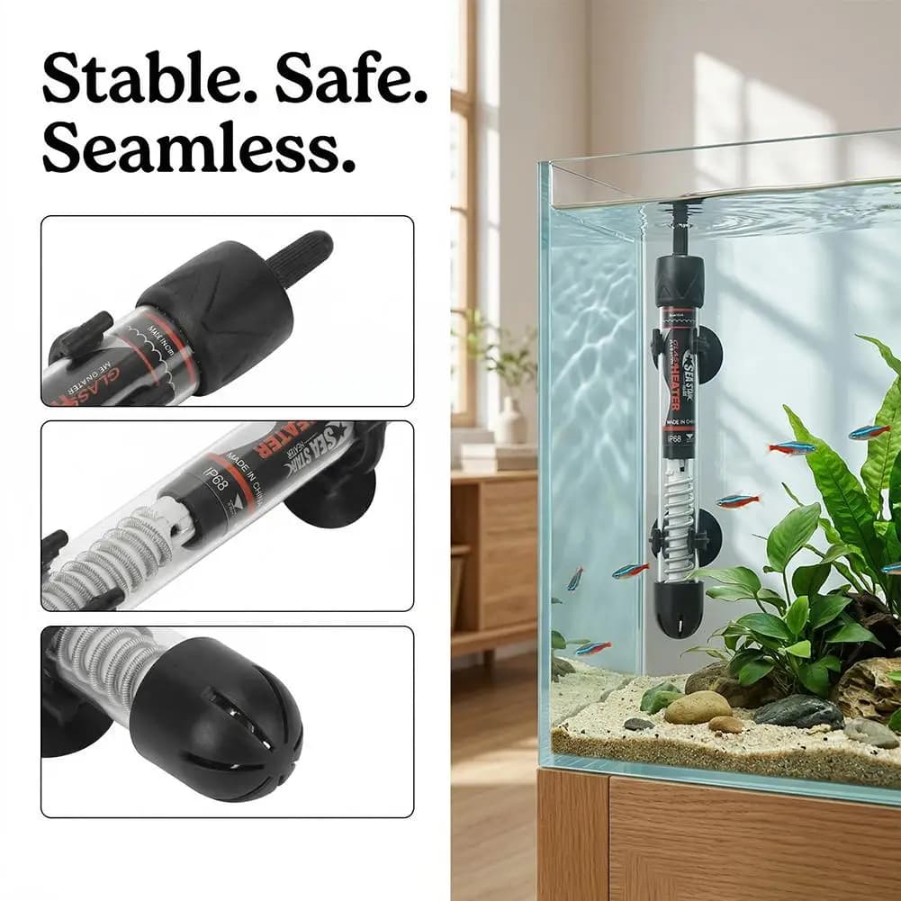 EU aquarium heater 25W/50W/100W/200W/300W, aquarium submersible heater, constant temperature heating rod, aquarium essential accessory