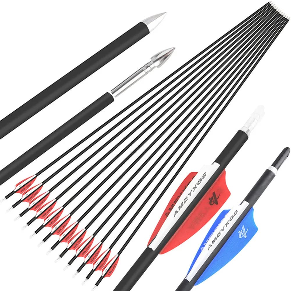 32 pollici SP1000 frecce in carbonio misto tiro con l'arco ID 4.2mm 62Gr punti alette in gomma con pin Nock arco ricurvo tiro al bersaglio