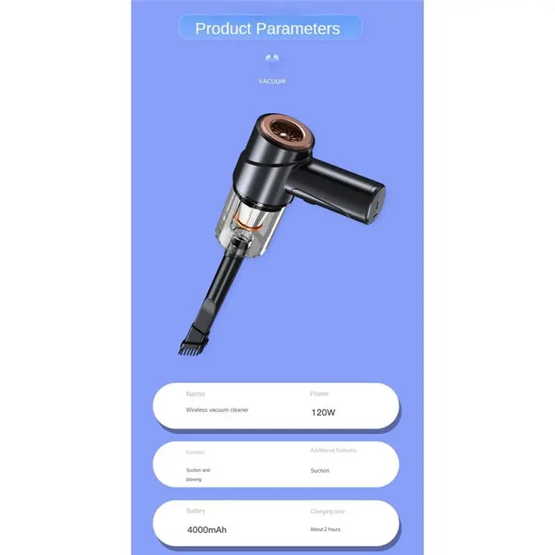 goodok Wireless Car Vacuum Cleaner Powerful Suction Handheld Car Vacuum Cleaner Household and Car Dual Cleaner Tool 9000Pa