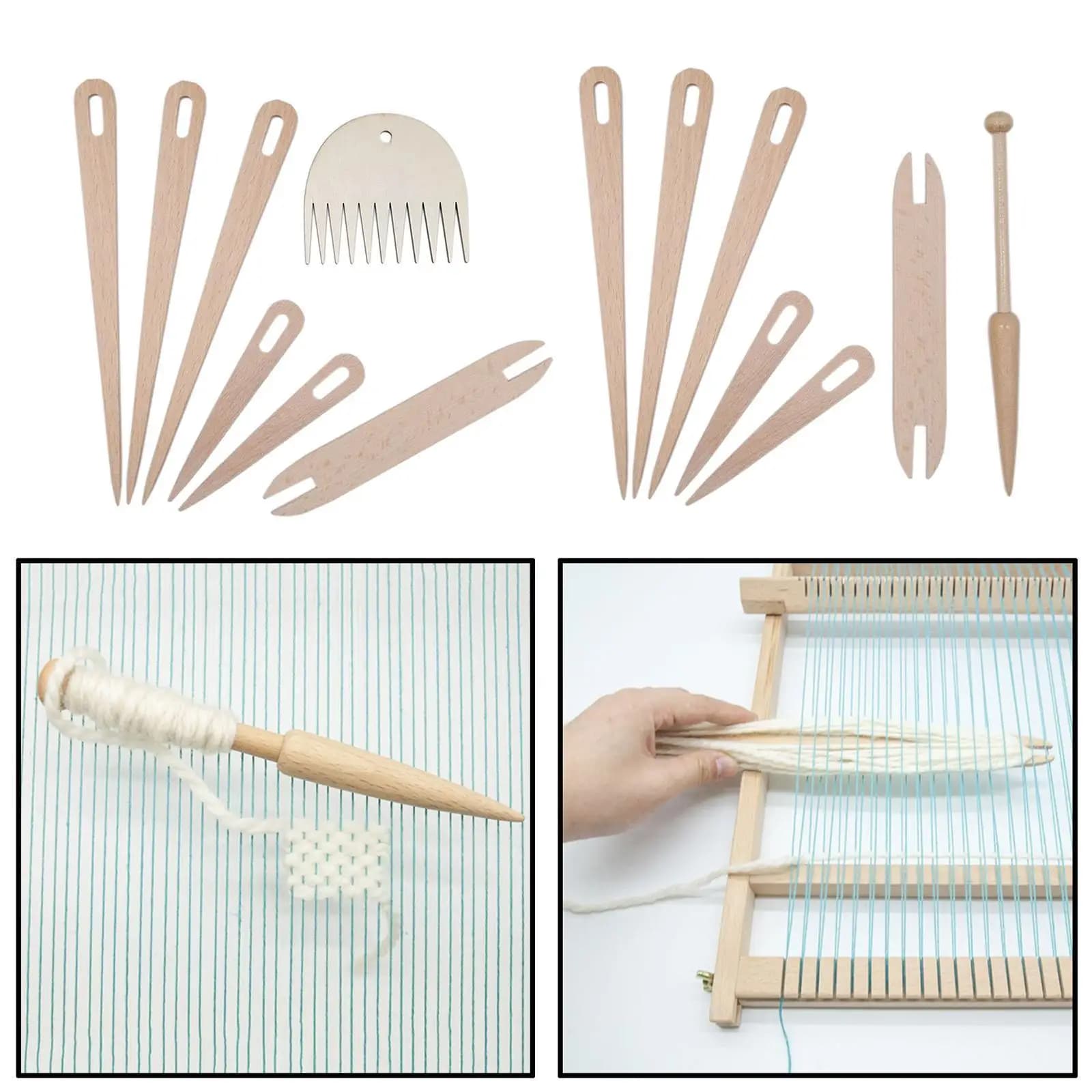 Wooden Weaving Loom Sticks Supplies Knitting Include Thread Crochet Tapestry