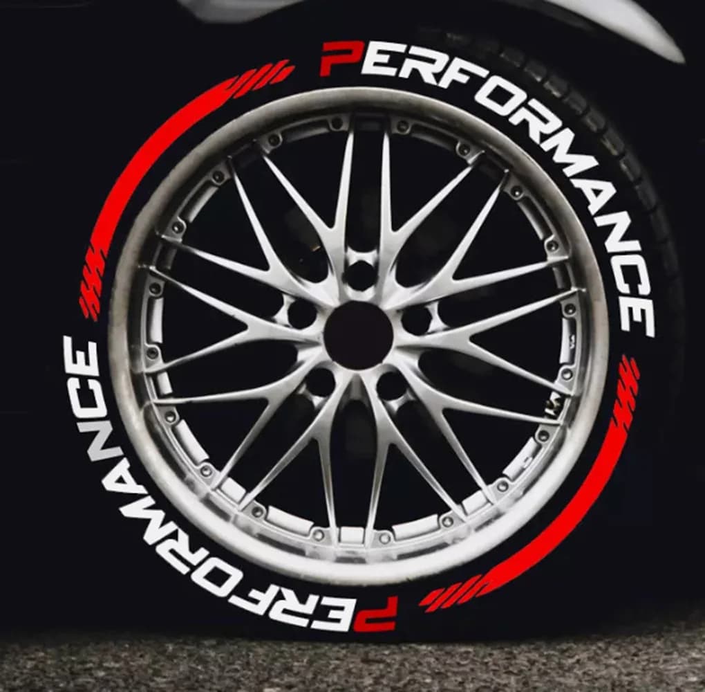 Set di 8 Adesivi Decorativi per Pneumatici Auto, Etichette Universali 3D in PVC Permanente per Tuning e Prestazioni Automobilistiche