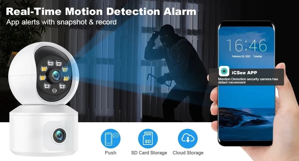 6MP iCsee APP Bluetooth Dual Lens Full Color Wireless PTZ IP Dome Camera AI Rilevazione umanoide Sicurezza domestica CCTV Baby Monitor