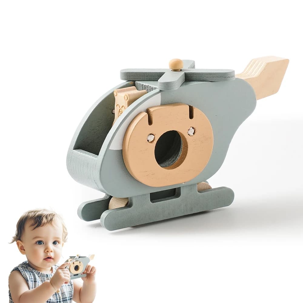 Giocattoli Montessori per bambini Giochi educativi per bambini Giocattoli in legno a forma di aereo per bambini da 1 a 2 anni Aereo blu Gioco creativo Montessori