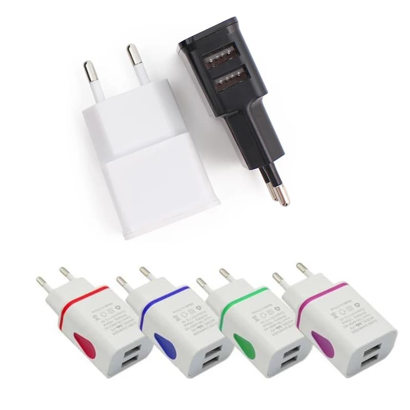 Adattatore per caricabatterie per telefono con doppia porta USB 5V Volt 2A ricarica rapida alimentatore spina da viaggio ue per Iphone Samsung Huawei Xiaomi