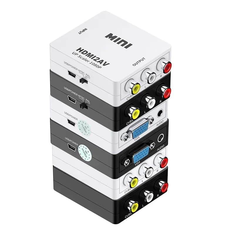 Adattatore Mini HDMI a VGA VGA 2 HDMI 1080P AV a HD con uscita audio Convertitore da HDMI a AV AV/CVBS, VGA AV, convertitore VGA RVA