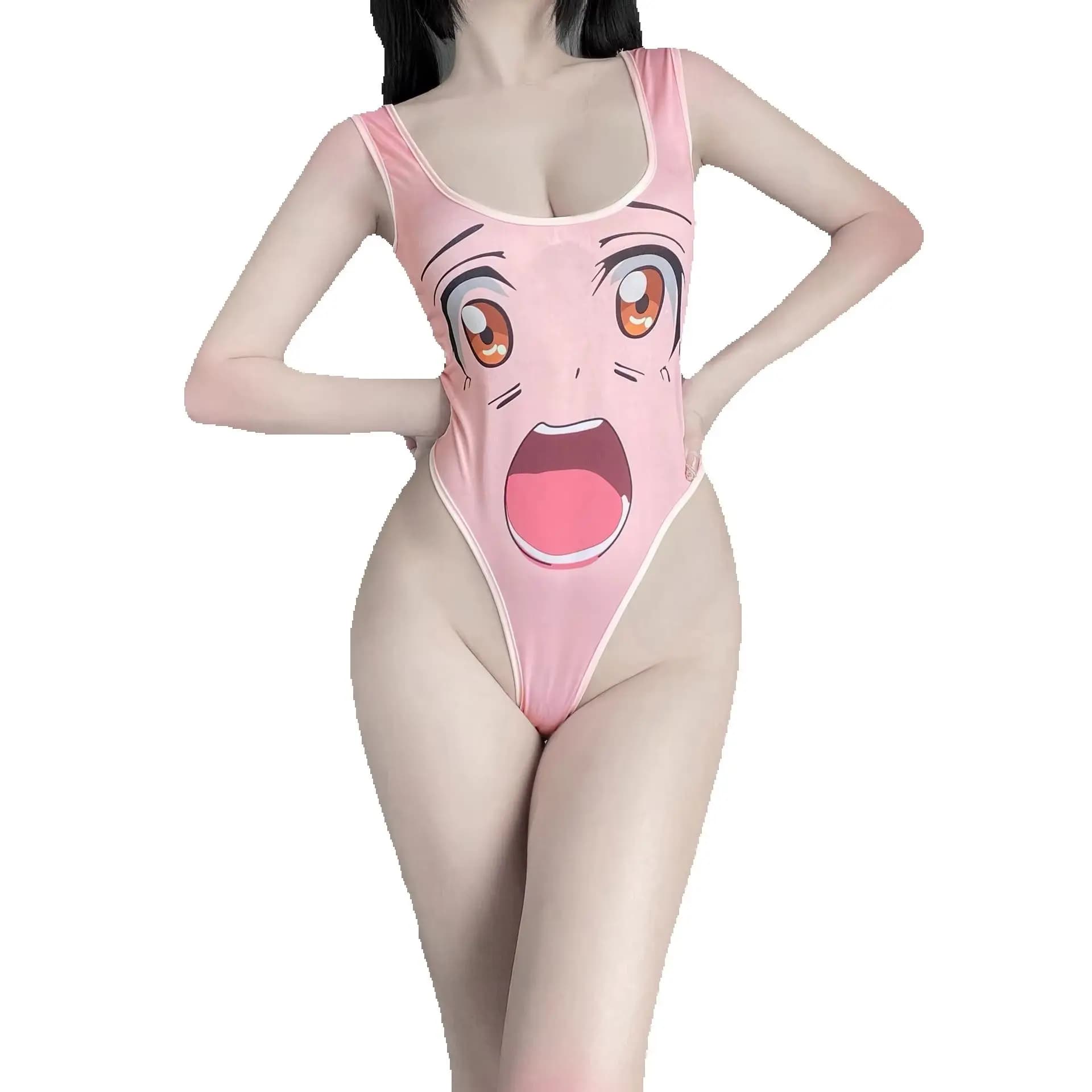 Costume da bagno intero sexy natalizio con stampa brillante, taglio alto, fantasia floreale mimetica, senza schienale, con cavallo a T