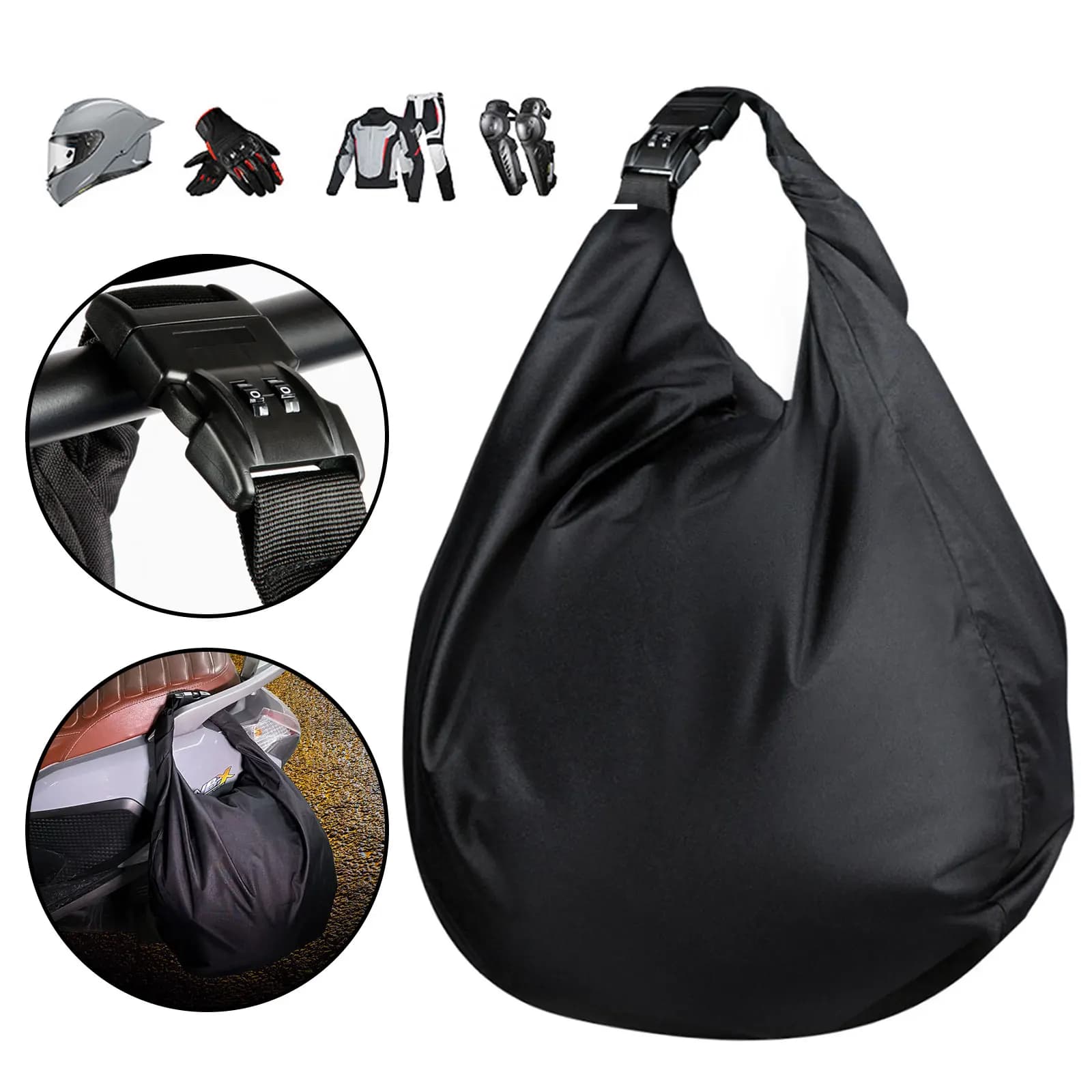Borsa per casco da moto borsa per bagagli antifurto con lucchetto a combinazione impermeabile borsa per attrezzature da moto da viaggio portatile per motociclisti