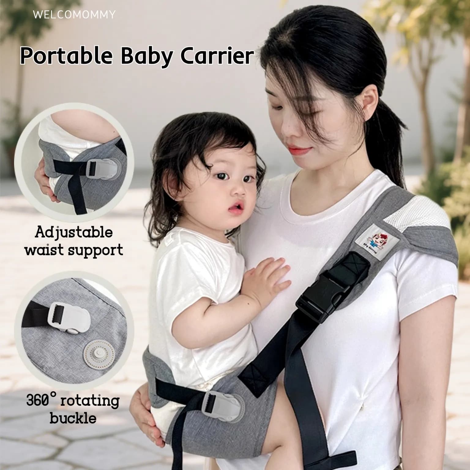Marsupio portatile con sgabello in vita e protezione in vita Cinghia di sicurezza regolabile per bambini Tipo di tenuta anteriore Seggiolino per bambini