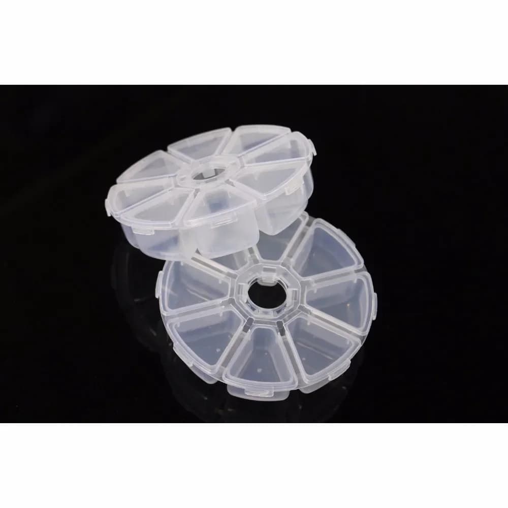 Tigofly 2 Pieces Fishing Beads Plastic Box in Moscow, Round Container with 8 Parts, Fishing Equipment Box, Diameter 10cm
