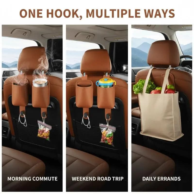 Organizzatore Portabicchieri per Sedile Auto con 2 Spazi per Bevande, Facile da Installare, Ideale per Genitori Impegnati, Vendita Calda