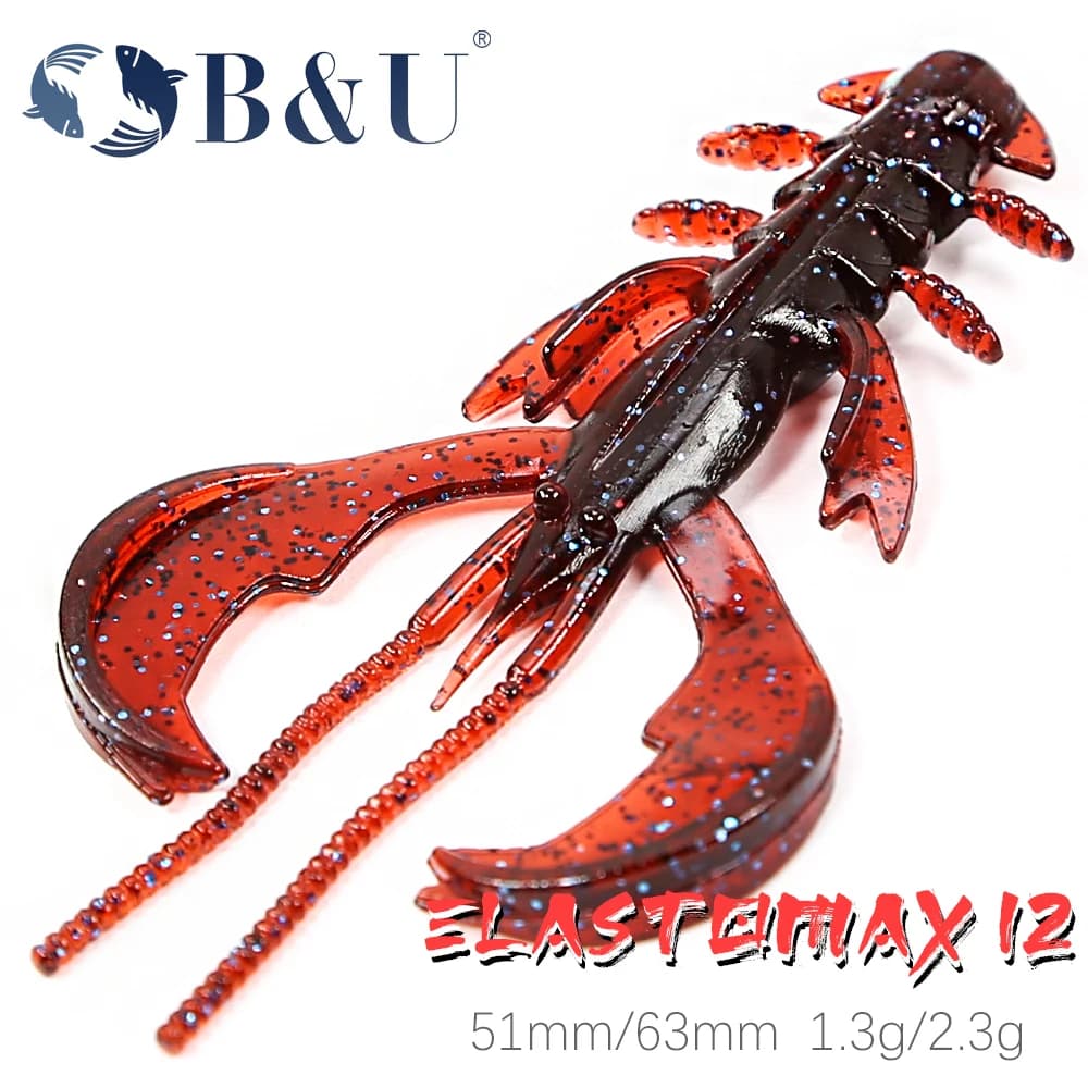 B&U Galleggiante Craw Crazy Lures 51mm/63mm Richiamo morbido Esche da pesca gamberetti Aragosta Richiamo di plastica morbida Esche da pesca