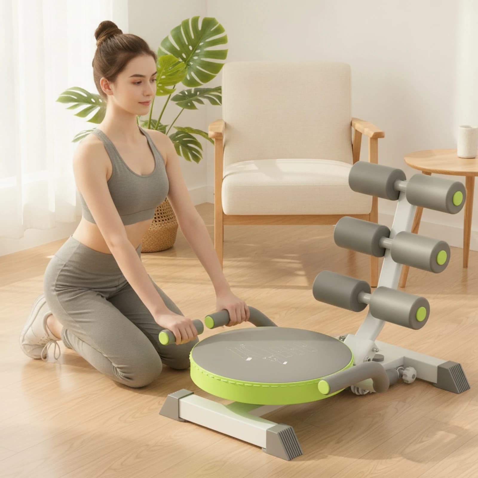 Core Workout Machine with Rebound Assist Easy to Store Foldable Ab Exercise Machine with Foam Rollers Sit up Bench Padded
