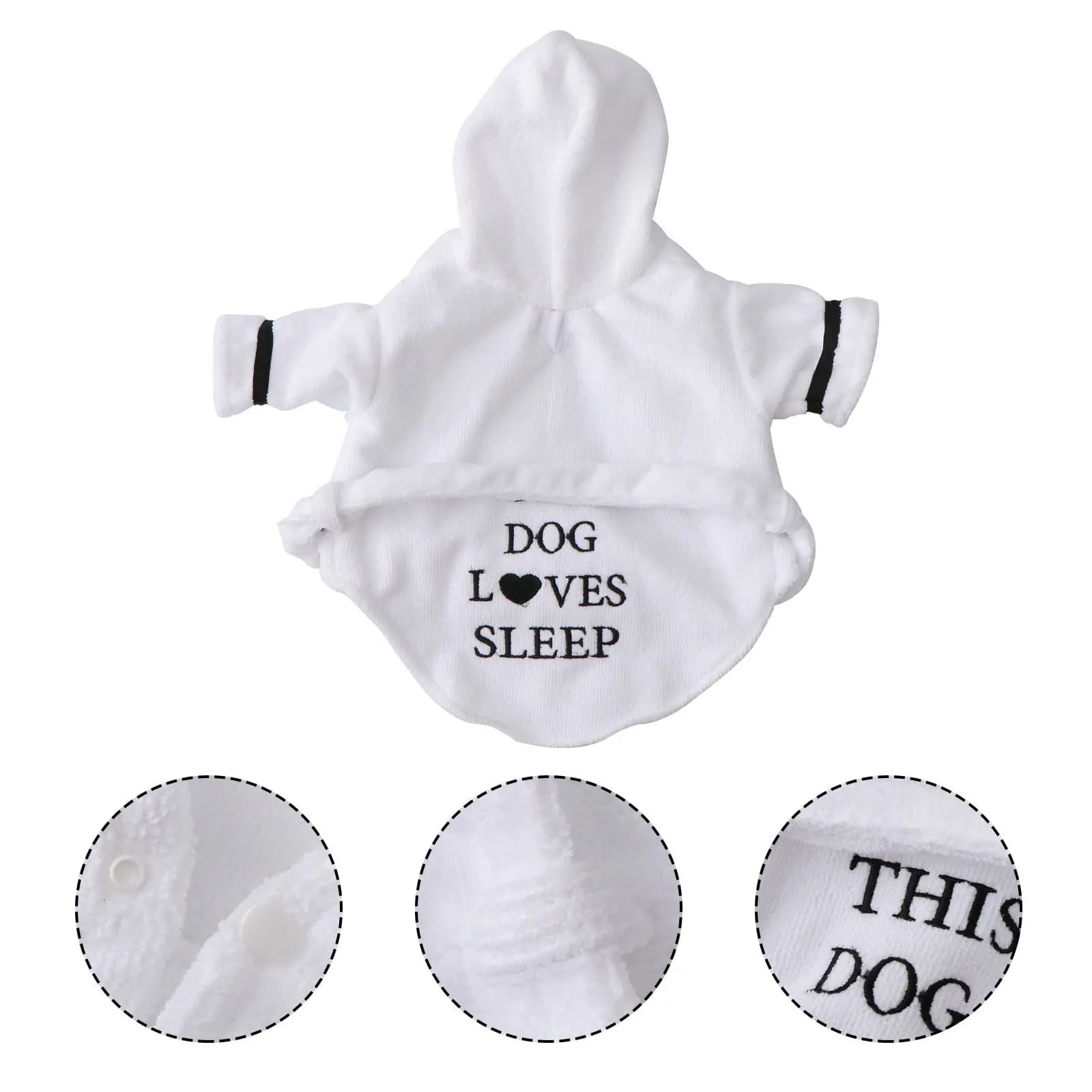 Fast Dry Pet Bathrobe Pajamas for Dogs Cats Super Absorbent Soft Cotton Towel Hooded Warm After Bath Rain Walk Size S White