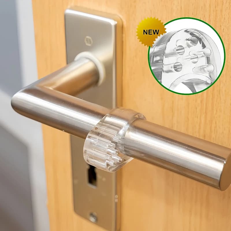 Fermaporta di Sicurezza, Protezione per Maniglia in Silicone Trasparente, Accessorio Domestico per Prevenire Graffi alle Porte