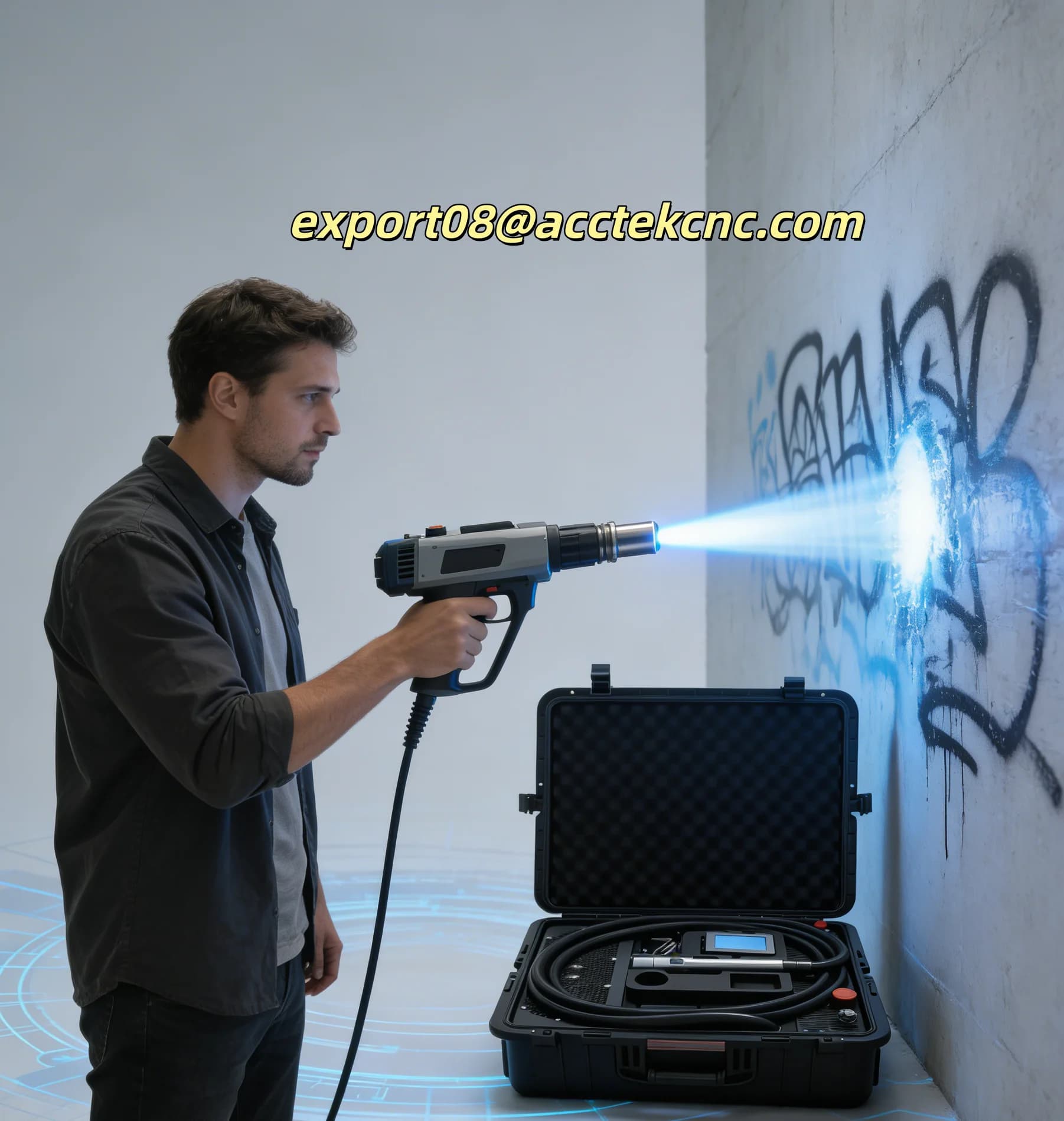 AccTek Macchina per la pulizia laser Continua valigia laser e bagagli Macchina per la pulizia laser valigia multi-potenza per la pulizia dei metalli