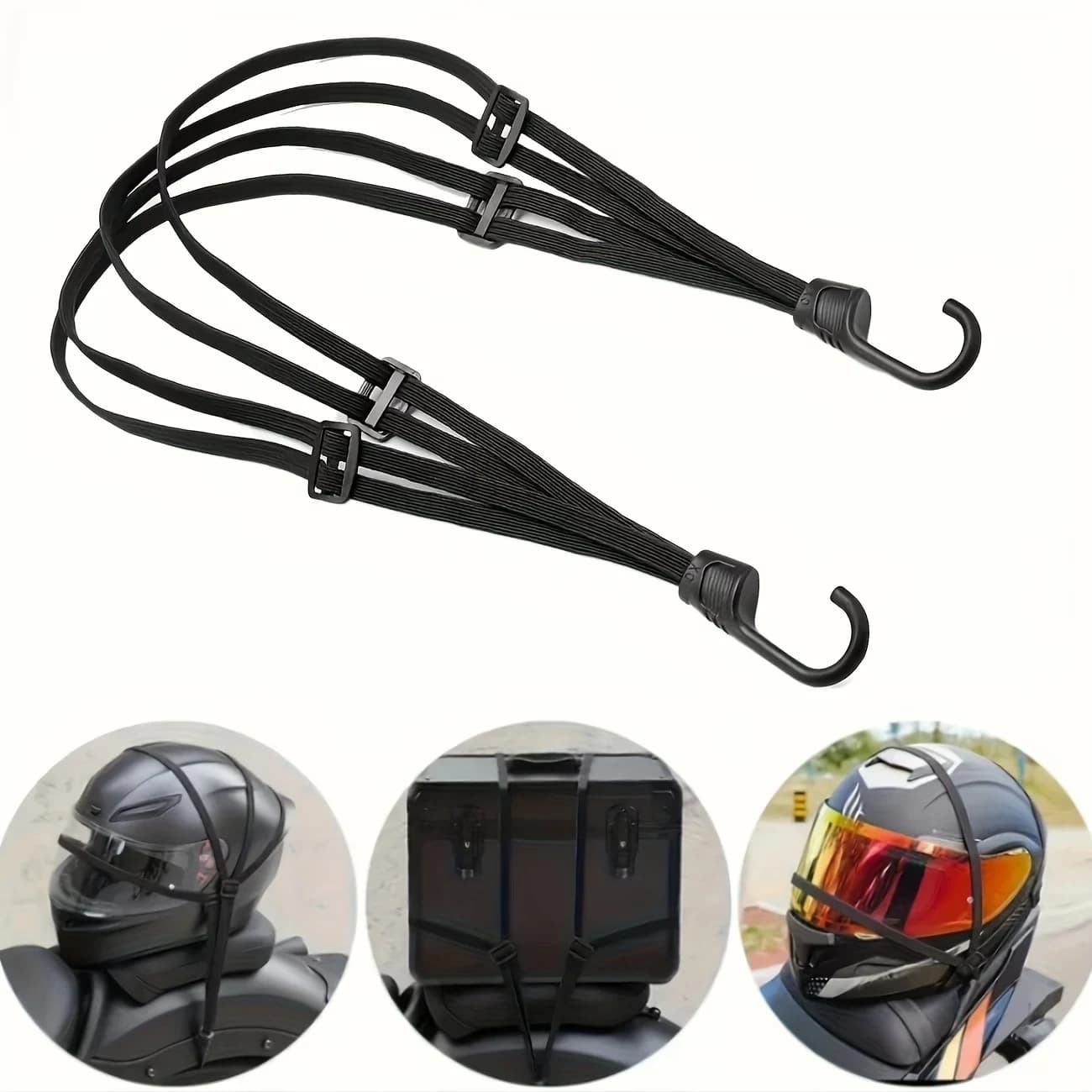 Universal Elastic Strap with Hooks 4-Claw Motorcycle Luggage Net Helmet Rope Adjustable Cargo Tie Down for Bike Bicycle ATV Moto