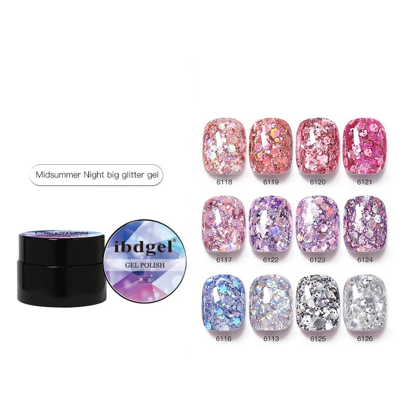 Ibdgel 8g Gel Nail Polish Glittered Night Midsummer Gel Glitter Large Varnis Gel UV Semipermanent Gel for nail art