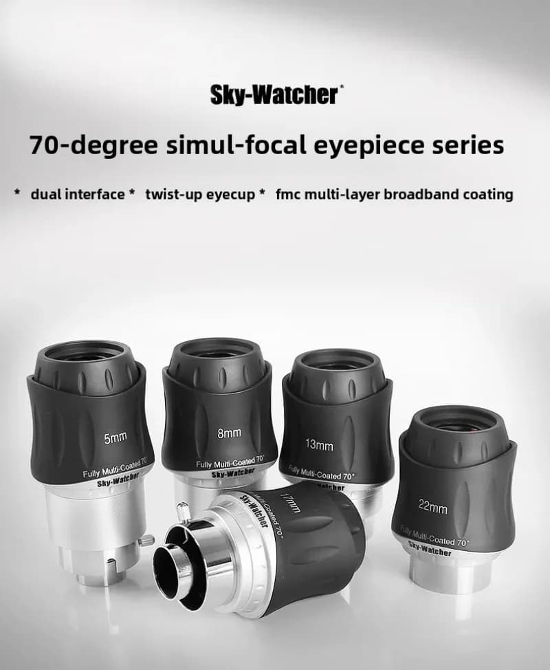 Sky-Watcher Autofocus Eyepiece Set 5mm 8mm 13mm 17mm 22mm 70 Degree Dual Interface 1.25/2-Inch Accessory for Telescopes