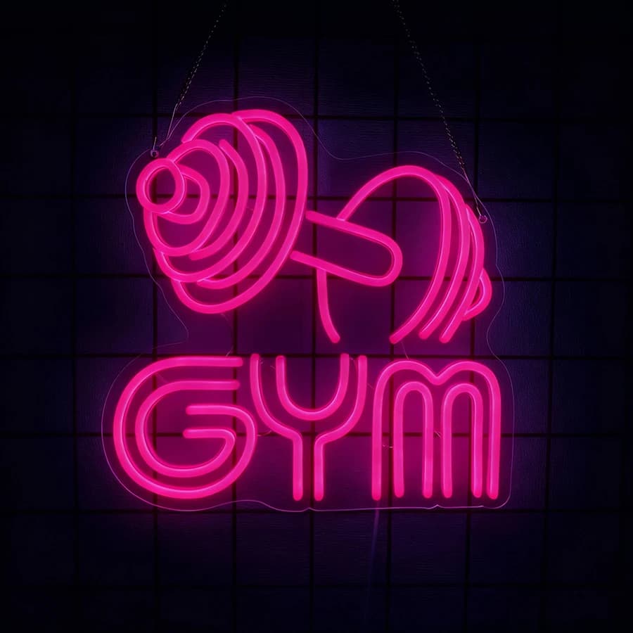 Insegna al neon con manubri Insegne al neon per palestra con bilanciere Insegna al neon a LED per sala sportiva, club di decorazioni, bar per feste, decorazioni per club fitness
