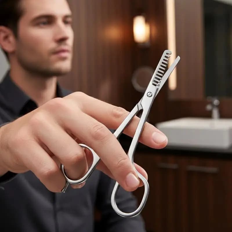 Forbici professionali per la cura delle sopracciglia con pettine, 1 pezzo, per uomo e donna, strumento per la cura della barba e del trucco domestico