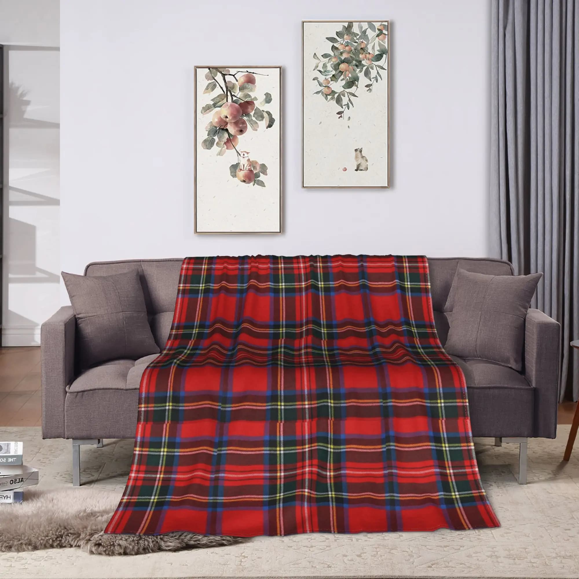 Plaid Stewart Tartan Blanket Spring Christmas Multifunction Lightweight Thin Throw Blankets for Bedding Couch Bedding Throws