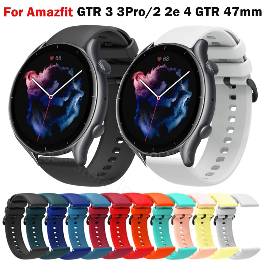 Silicone Sports Strap for Huami Amazfit GTR 3/3 Pro/2/2e/4 GTR 47mm Smart Watch Band Bracelet for Amazfit Peace Stratos 3 2S