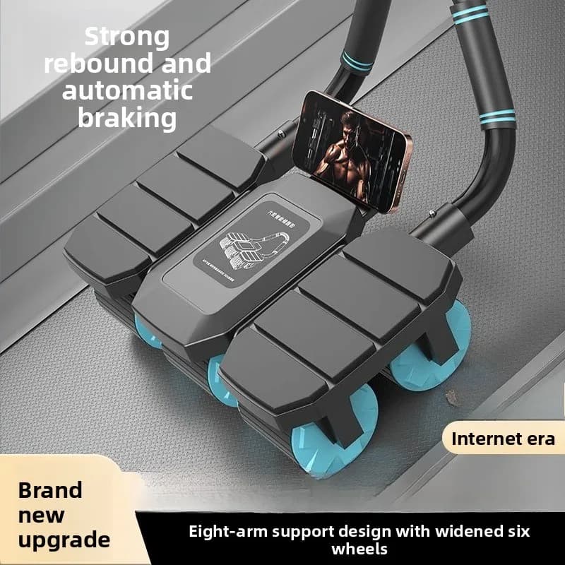 Six Round Automatic Rebound Abdominal Muscle Training Device with Smart Slim Belly and Mobile Phone Holder Ab Rollers Fitness