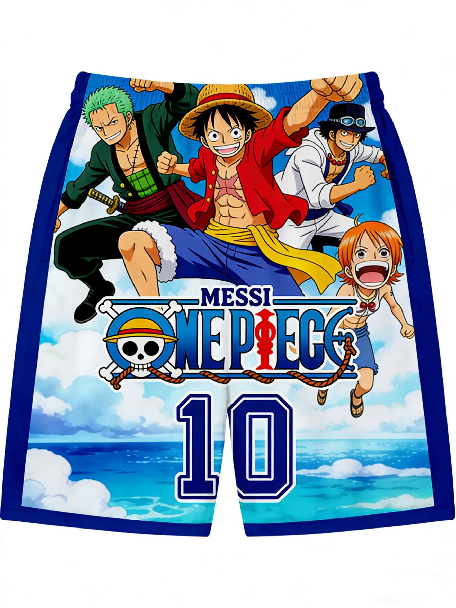 Pantaloni Estivi One Piece Anime MESS 2K da Uomo, Pantaloni Sportivi da Calcio per Esterni, Pantaloni da Spiaggia ad Asciugatura Rapida, Pantaloncini Casual Larghi