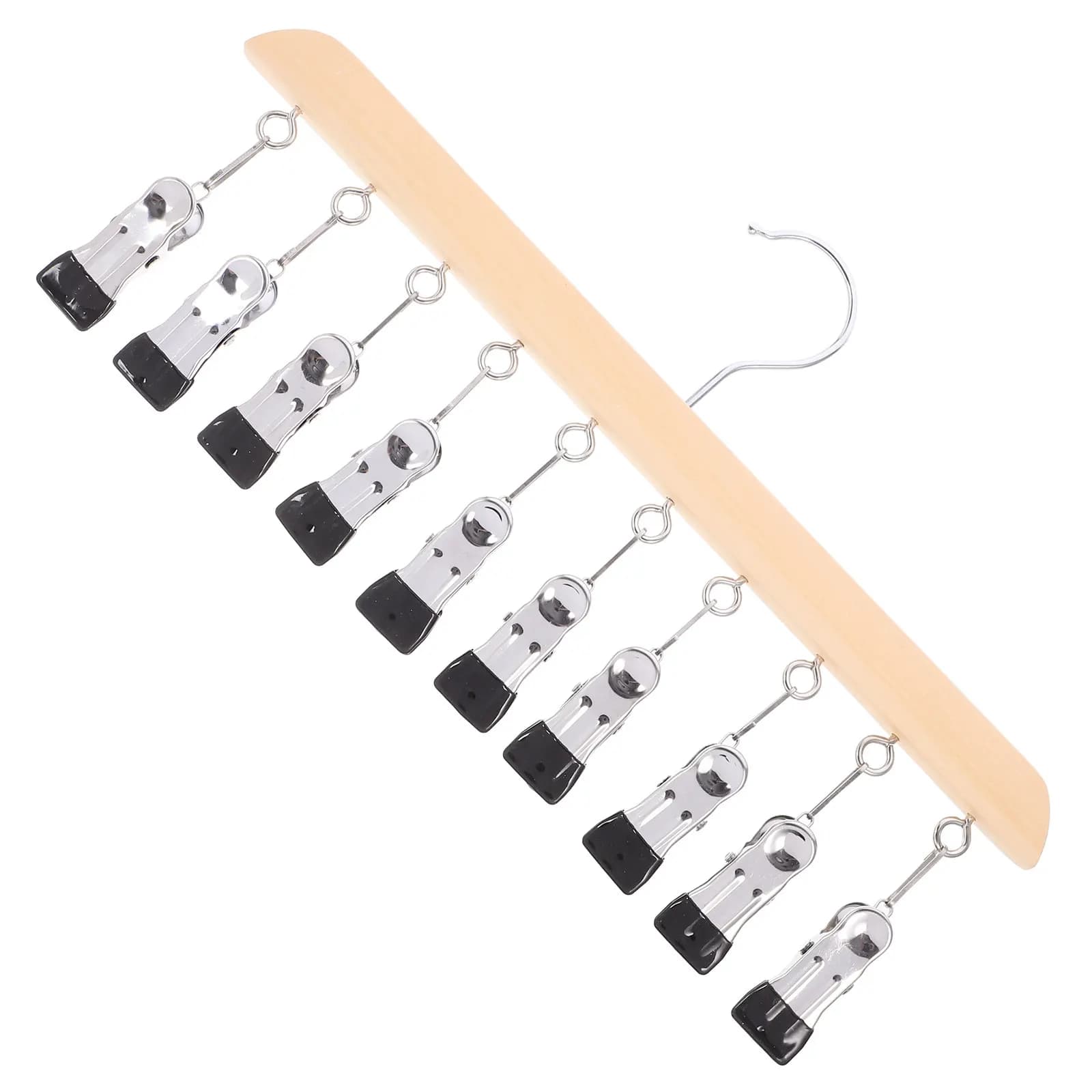 Stendibiancheria in legno e acciaio inossidabile con 10 clip per calzini, biancheria intima, reggiseni, sciarpe, cappelli, cravatte, camicie, per balcone, armadio, dormitorio