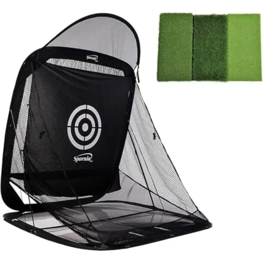 Rete da Golf SPG-5 5' x 5' per Allenamento Interno ed Esterno con Ritorno Palla, per Driving, Chipping e Swing Completi, Robusta, Portatile e
