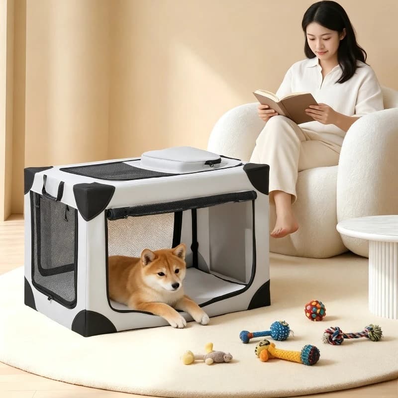 Foldable Pet Crate Breathable Portable Dog Travel Cage Indoor Outdoor Collapsible Dogs Kennel Multi‑Door Soft Cats Dogs Carrier