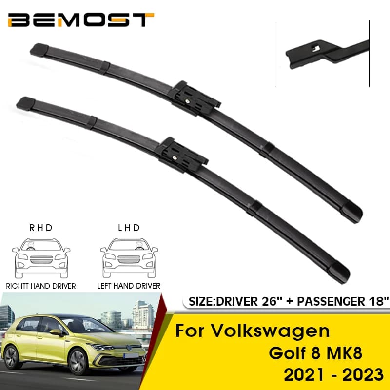 Spazzole tergicristallo per Volkswagen Golf 8 MK8 2021-2023 Parabrezza Parabrezza Spazzole per lunotto anteriore 26 "+ 18" Accessori auto