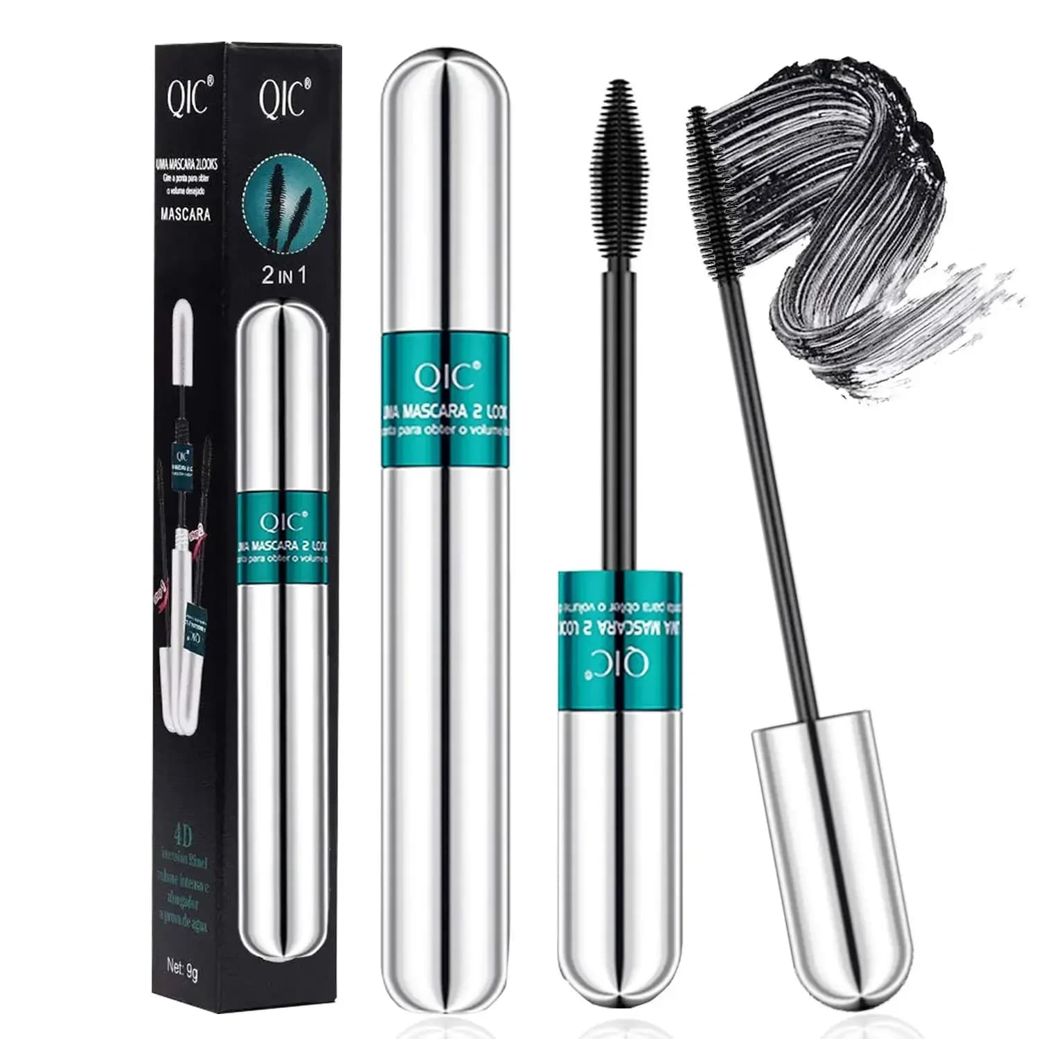 QIC 4D Silk Fiber Eyelash Mascara 2 in 1 Mascara Thrive Makeup Mascara stretching thickening waterproof VIBELY 4D