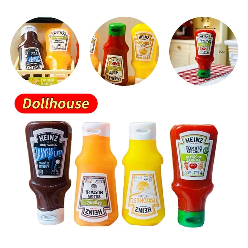4 pcs miniature house for dolls strawberry sauce jam jar kitchen food accessories for home decorations baby toys gift