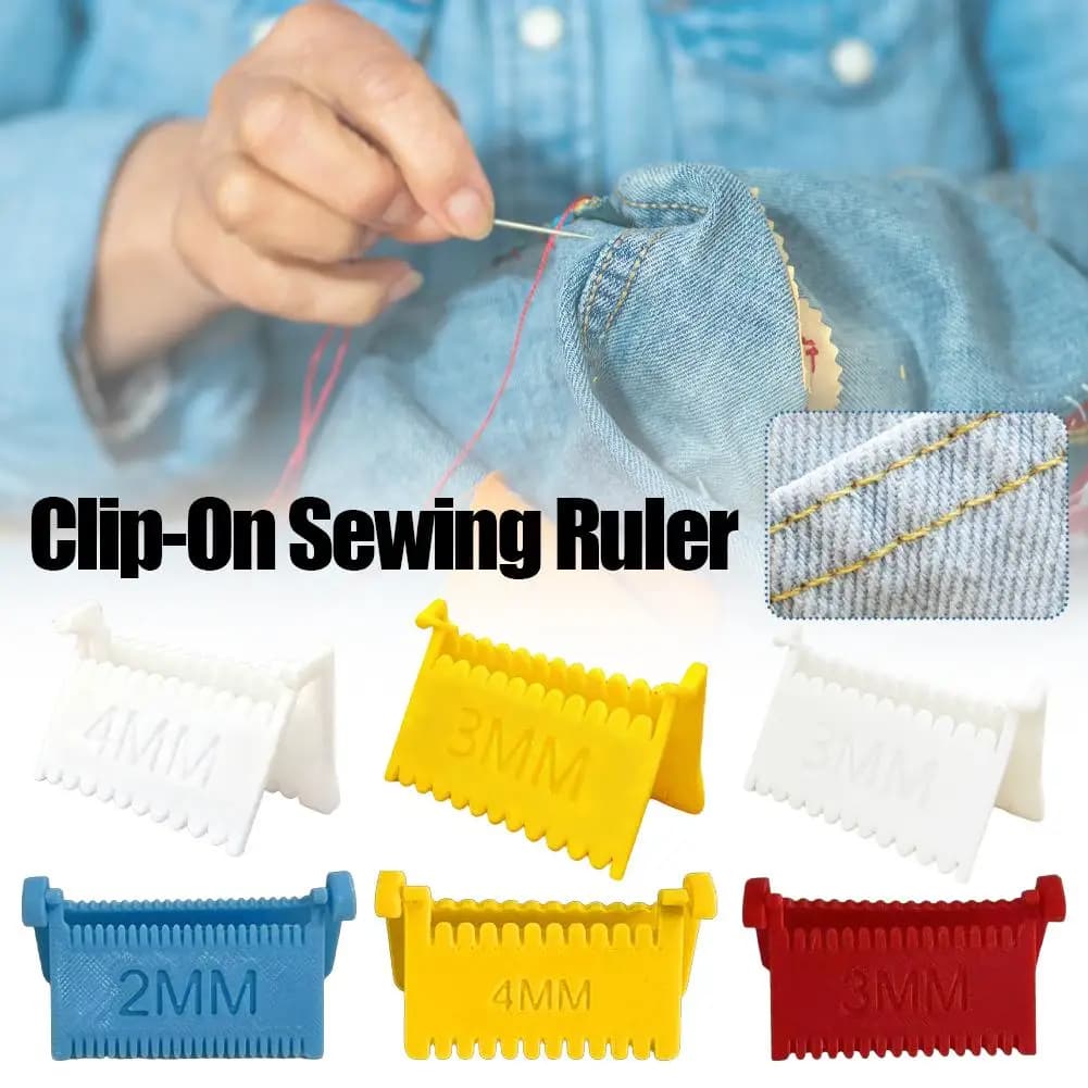 Righello da cucito a clip con guida per margine di cucitura da 2/3/4 mm, strumento di misurazione per cuciture a mano e marcatore per linee di cucitura uniformi