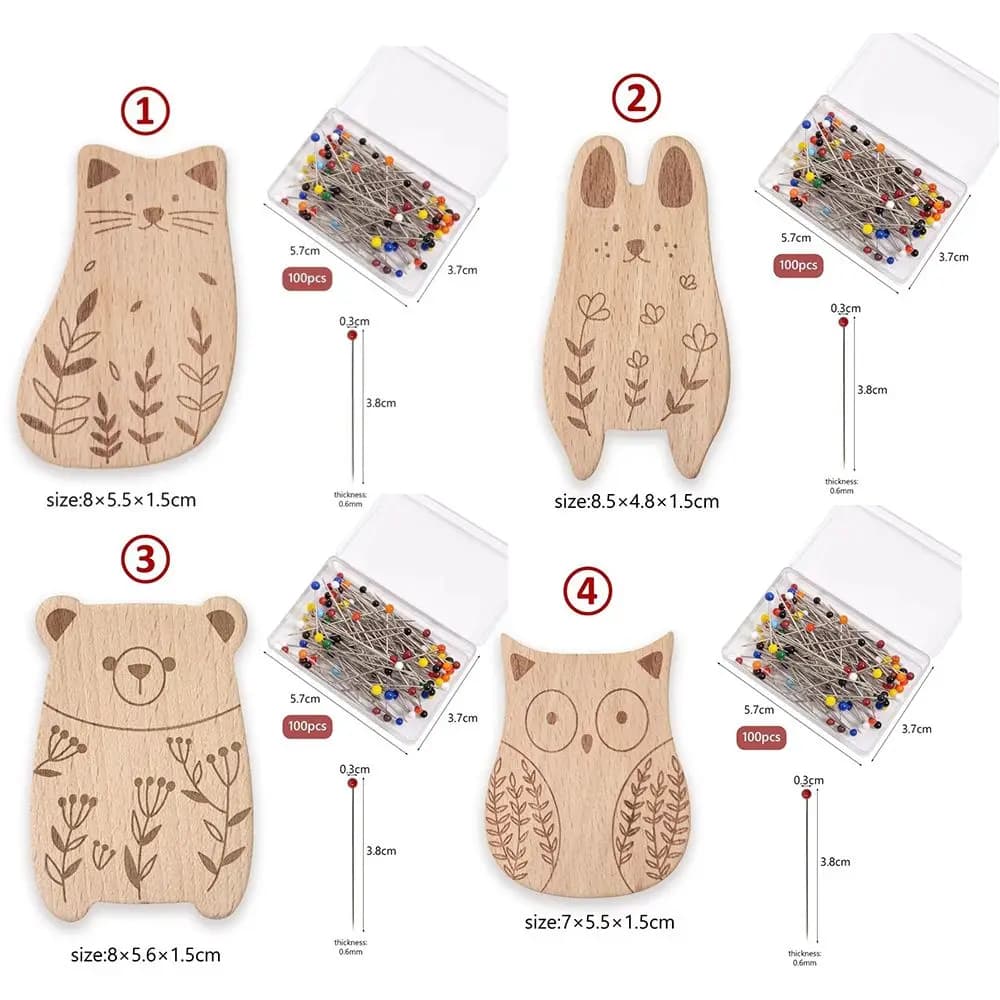 Porta spille magnetico per animali fai-da-te Punto croce Perni da cucito in legno di faggio 38mm Strumento per cucire artigianale Porta aghi Accessori per ricamo