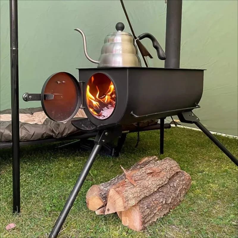 Stufa a legna pieghevole portatile Picnic domestico multifunzionale Stufa da campeggio calda antivento Forniture da cucina per campeggio all'aperto